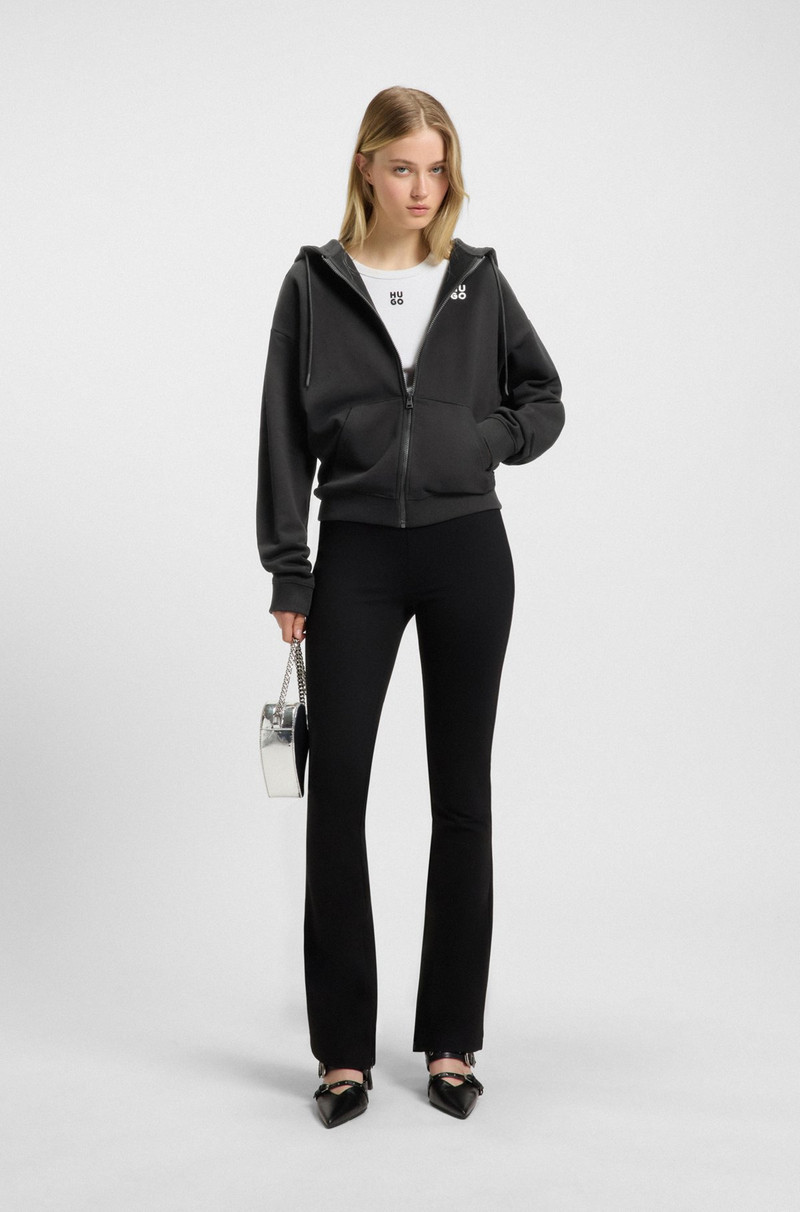 HUGO COTTON-TERRY ZIP-UP HOODIE WITH STACKED LOGO outlook