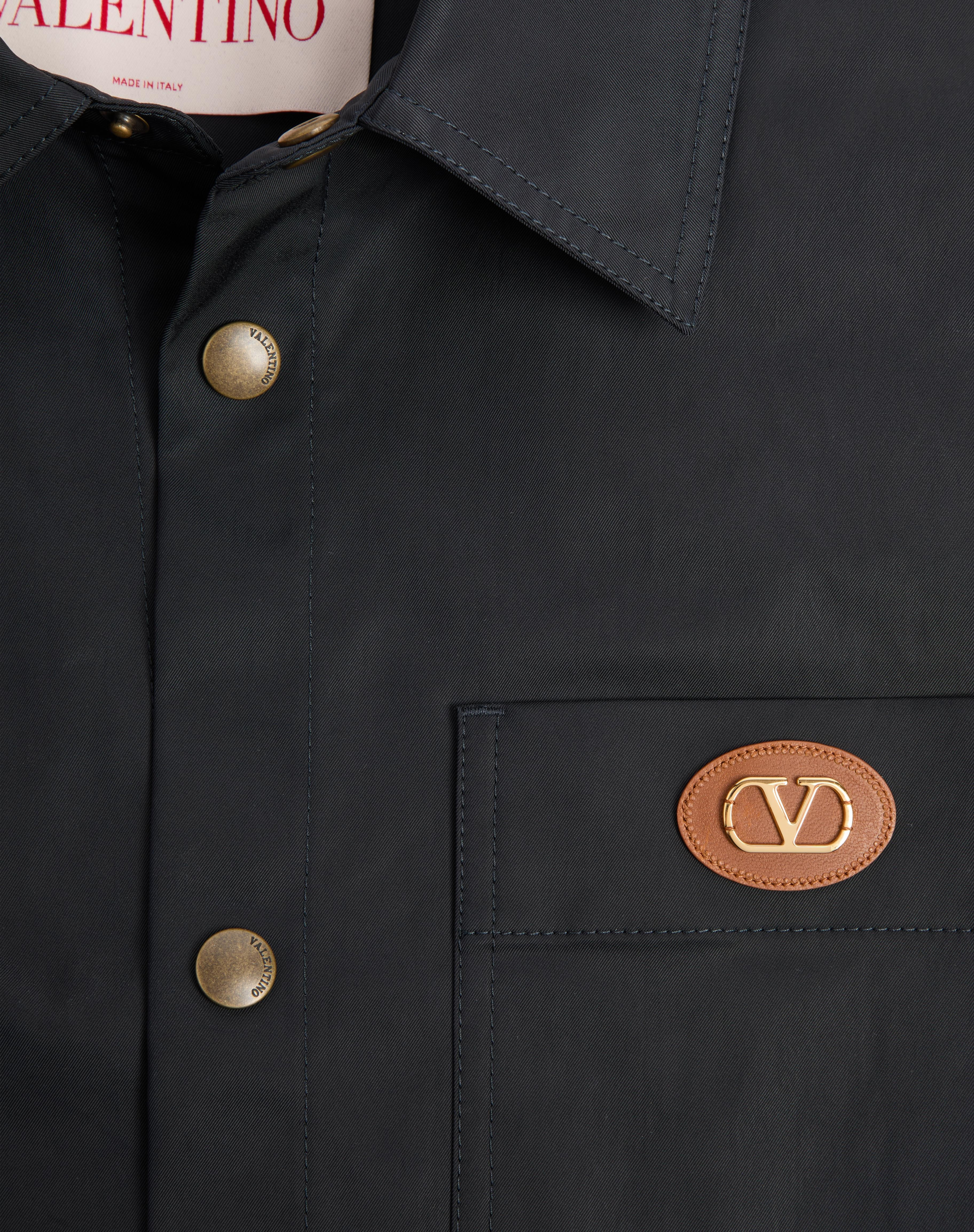 NYLON SHIRT JACKET WITH RUBBERIZED V DETAIL - 7