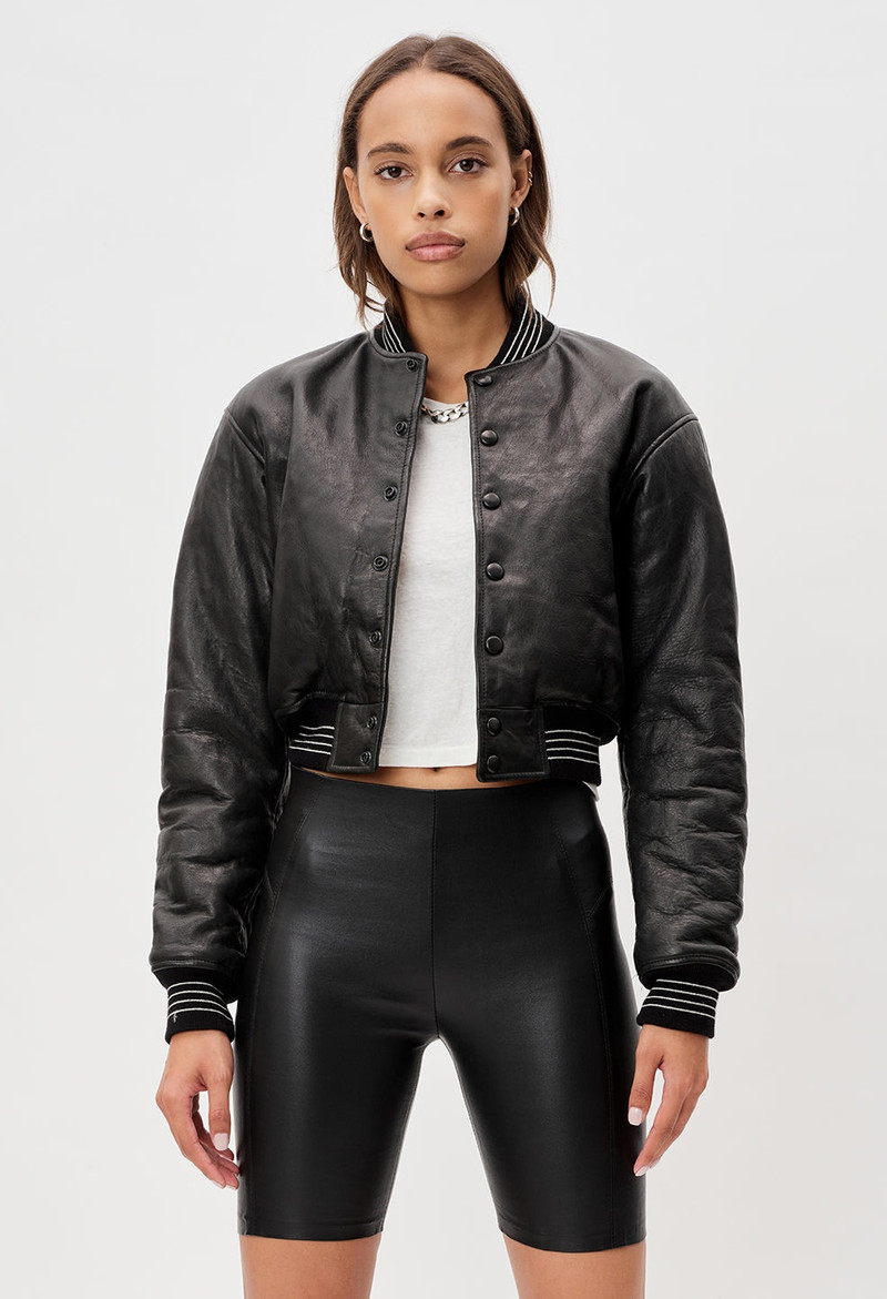LEATHER CROPPED STADIUM JACKET 6