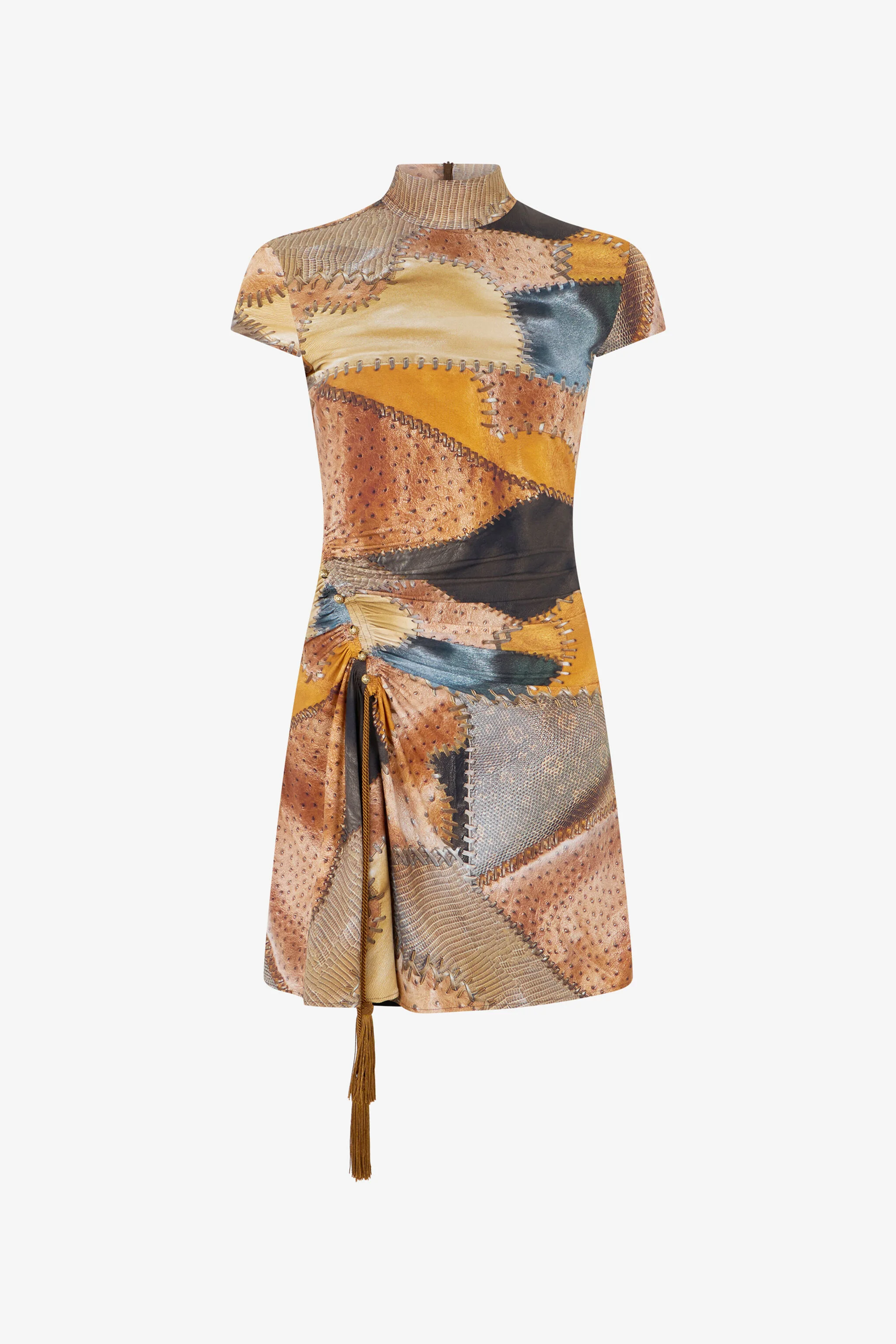 Mini Dress With Patchwork Print - 1