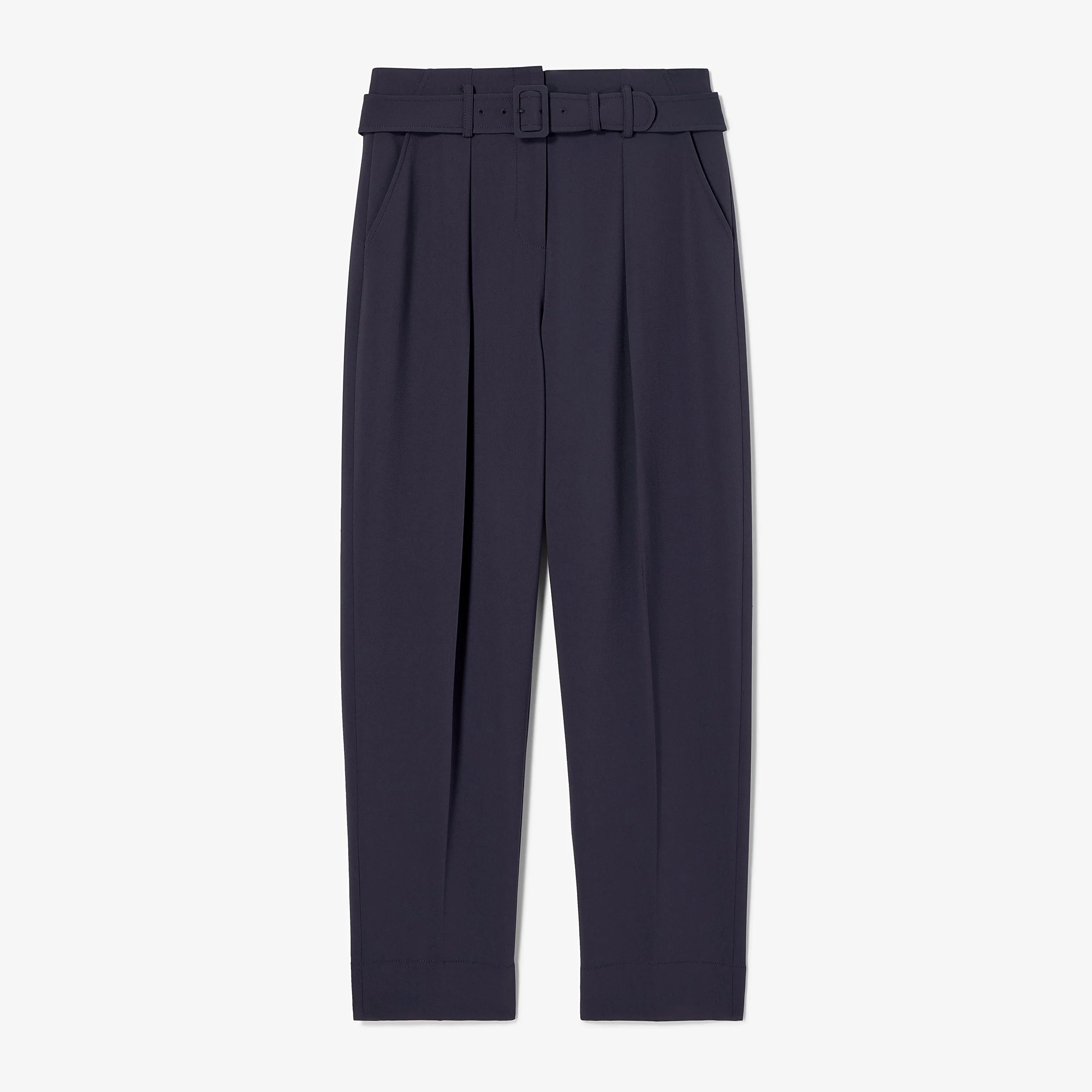 Cayen Belted Tapered Trouser - Everyday Crepe with Topstitch - 1