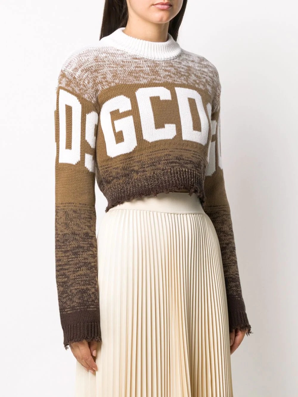 raw-edge cropped logo sweater - 3