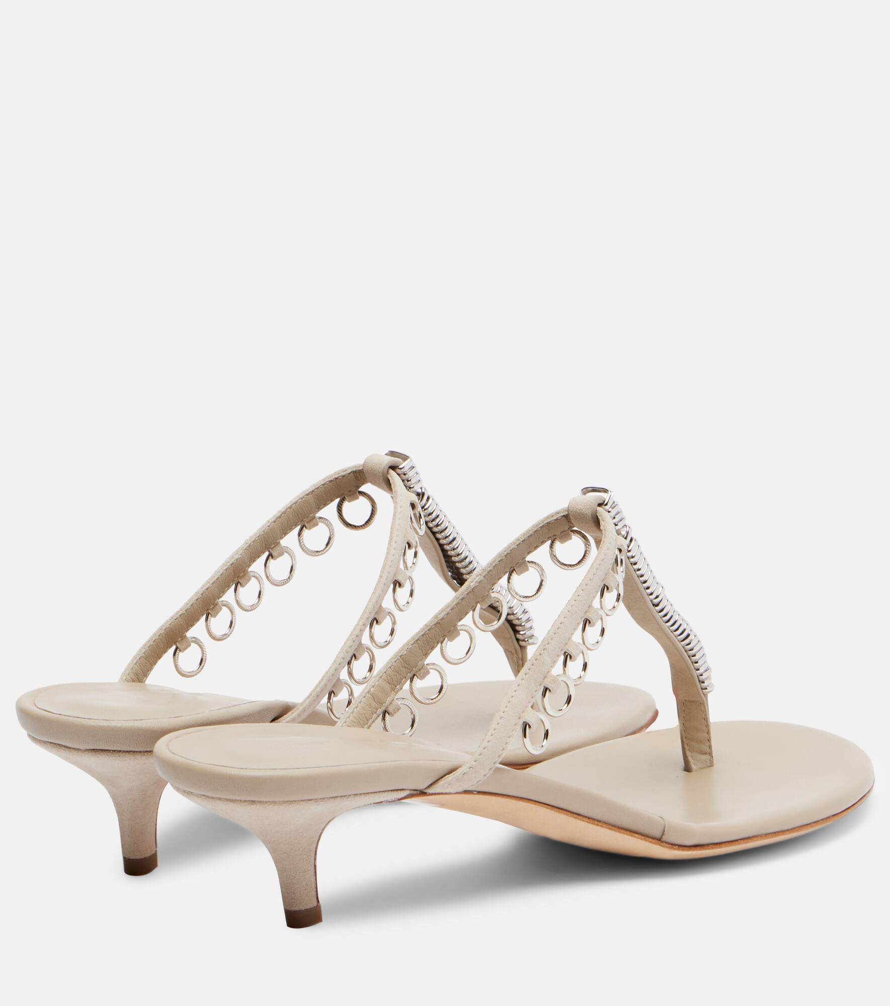 Pierced embellished leather thong sandals - 2