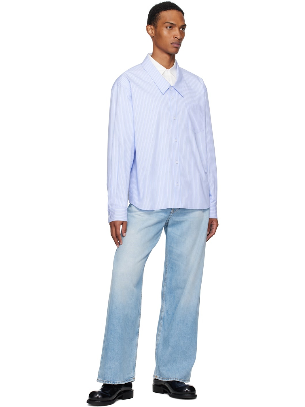 Blue & White Layered Shirt - 5