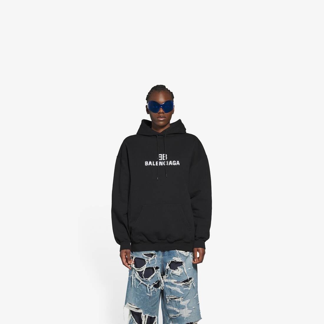 Women's Bb Pixel Medium Fit Hoodie in Black - 3