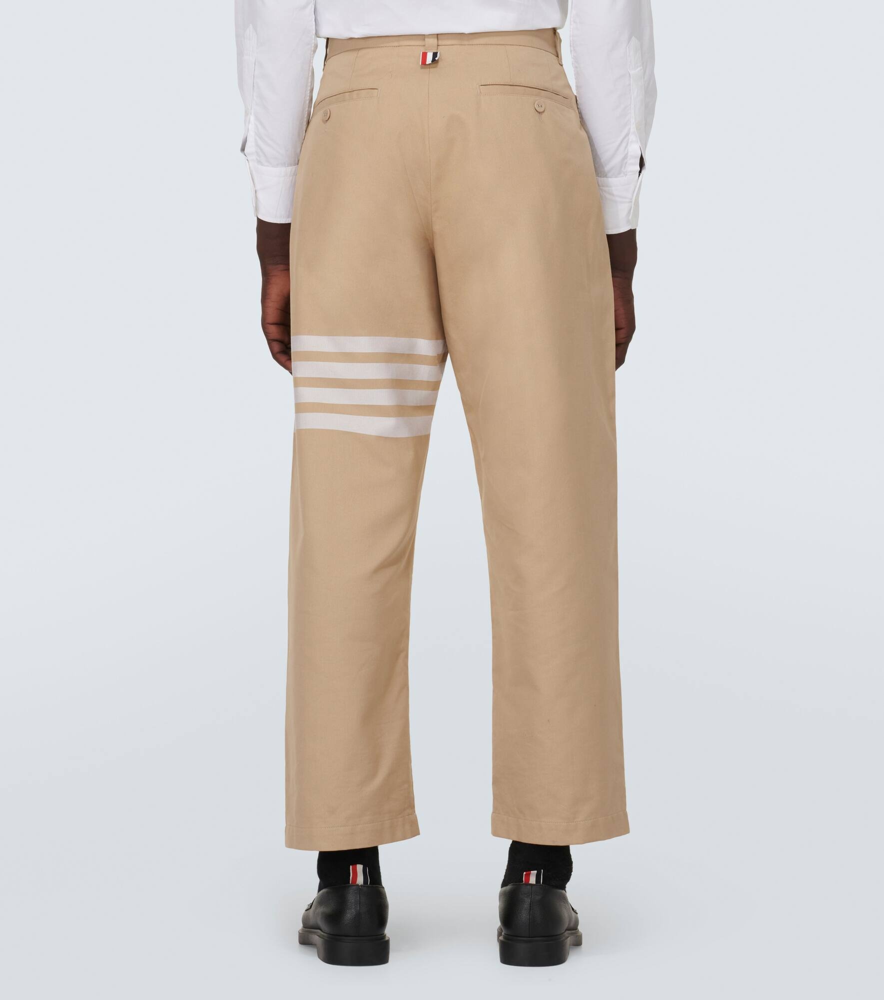 4-Bar cropped cotton straight pants - 4
