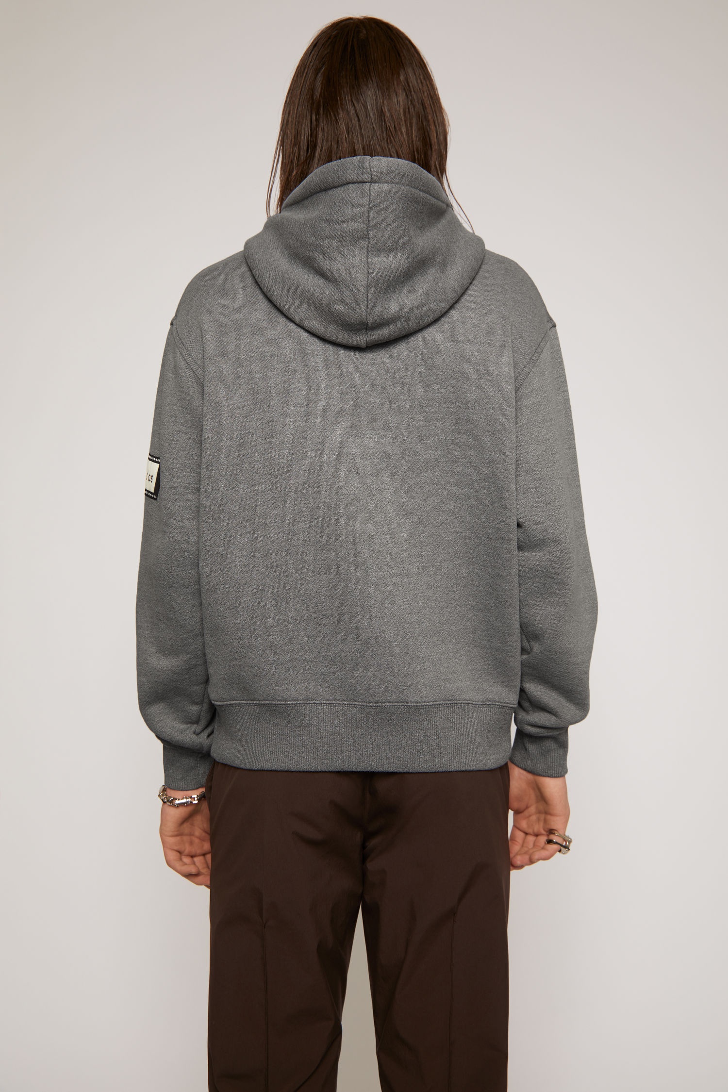 Reverse label hooded sweatshirt graphite grey - 4