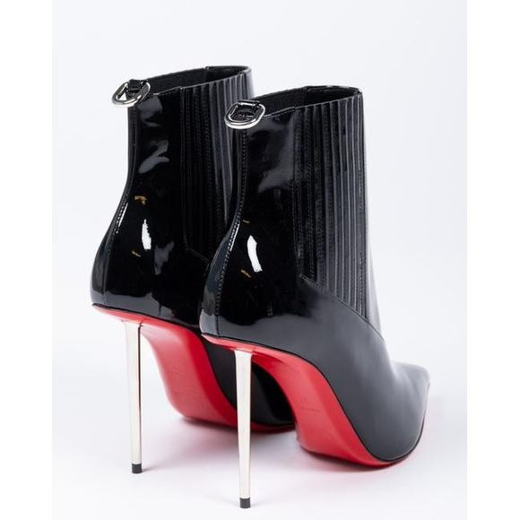 CHRISTIAN LOUBOUTIN Black Patent Leather 100 Epic Boots/Booties - 4