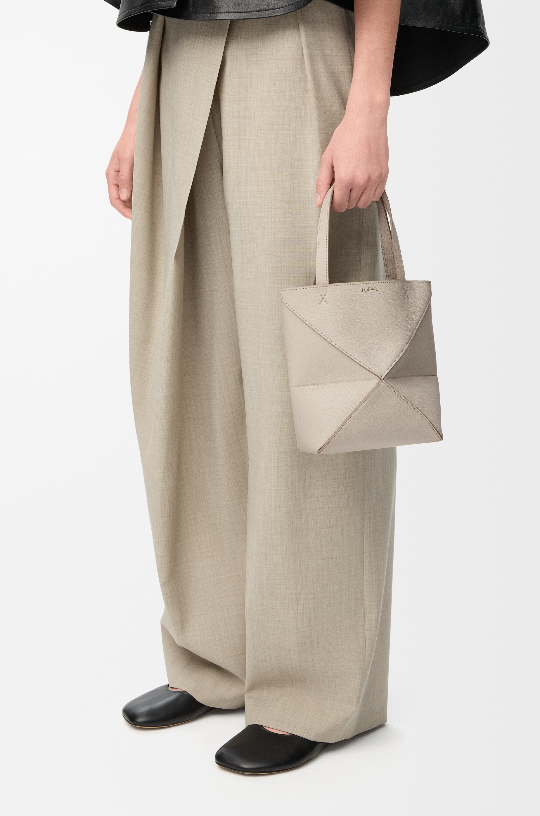 Mini Puzzle Fold tote in soft grained calfskin - 3