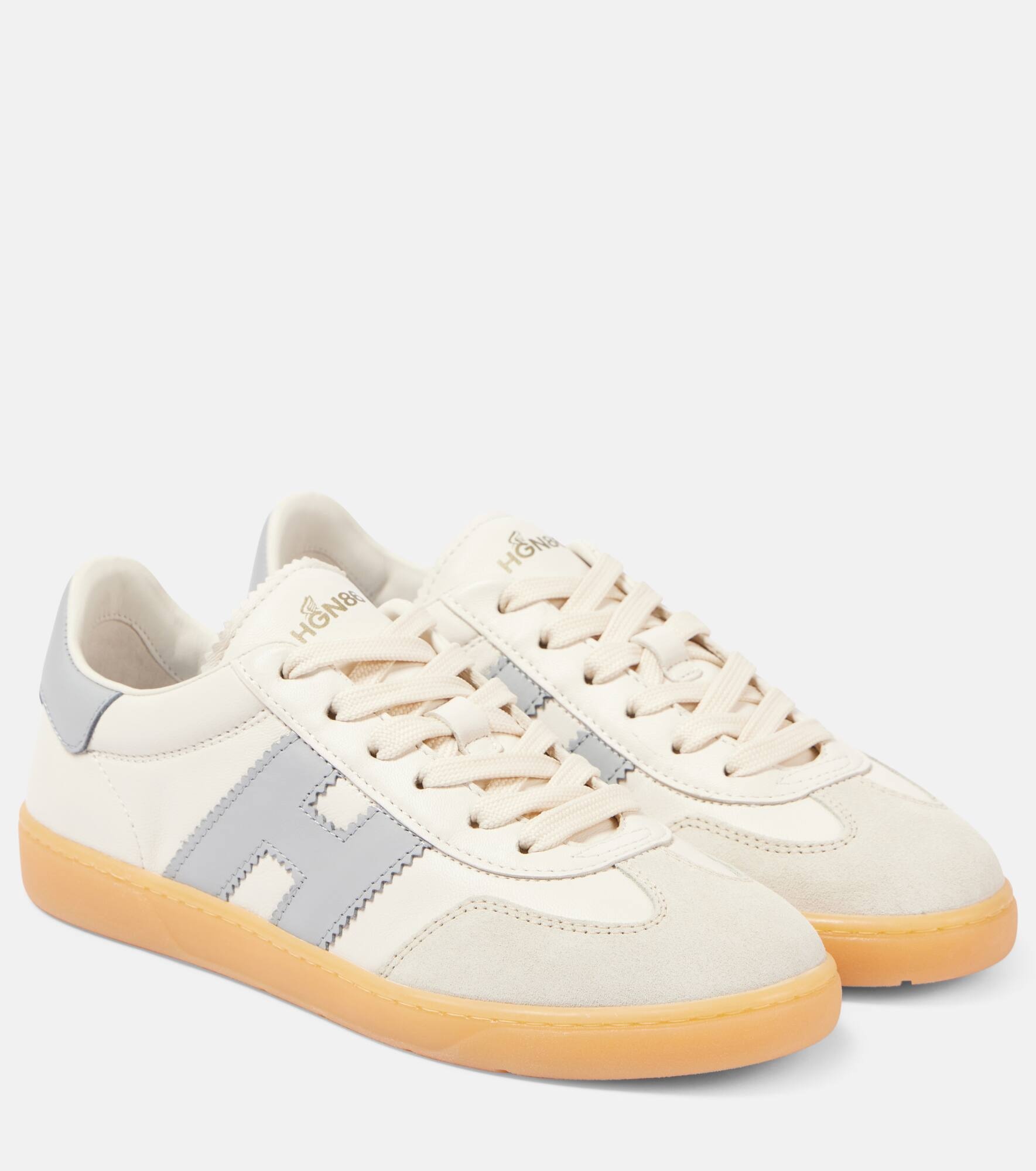Cool suede-trimmed leather sneakers - 1