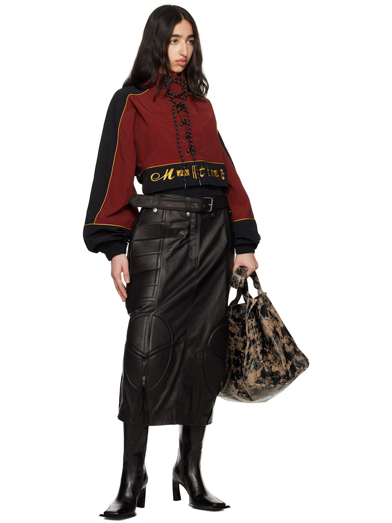 Martine Rose Black Biker Leather Midi Skirt outlook
