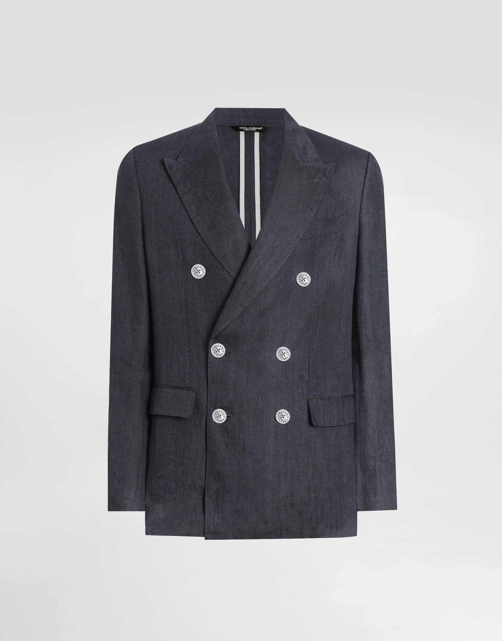 Sicilia light double-breasted jacket in linen canvas - 1