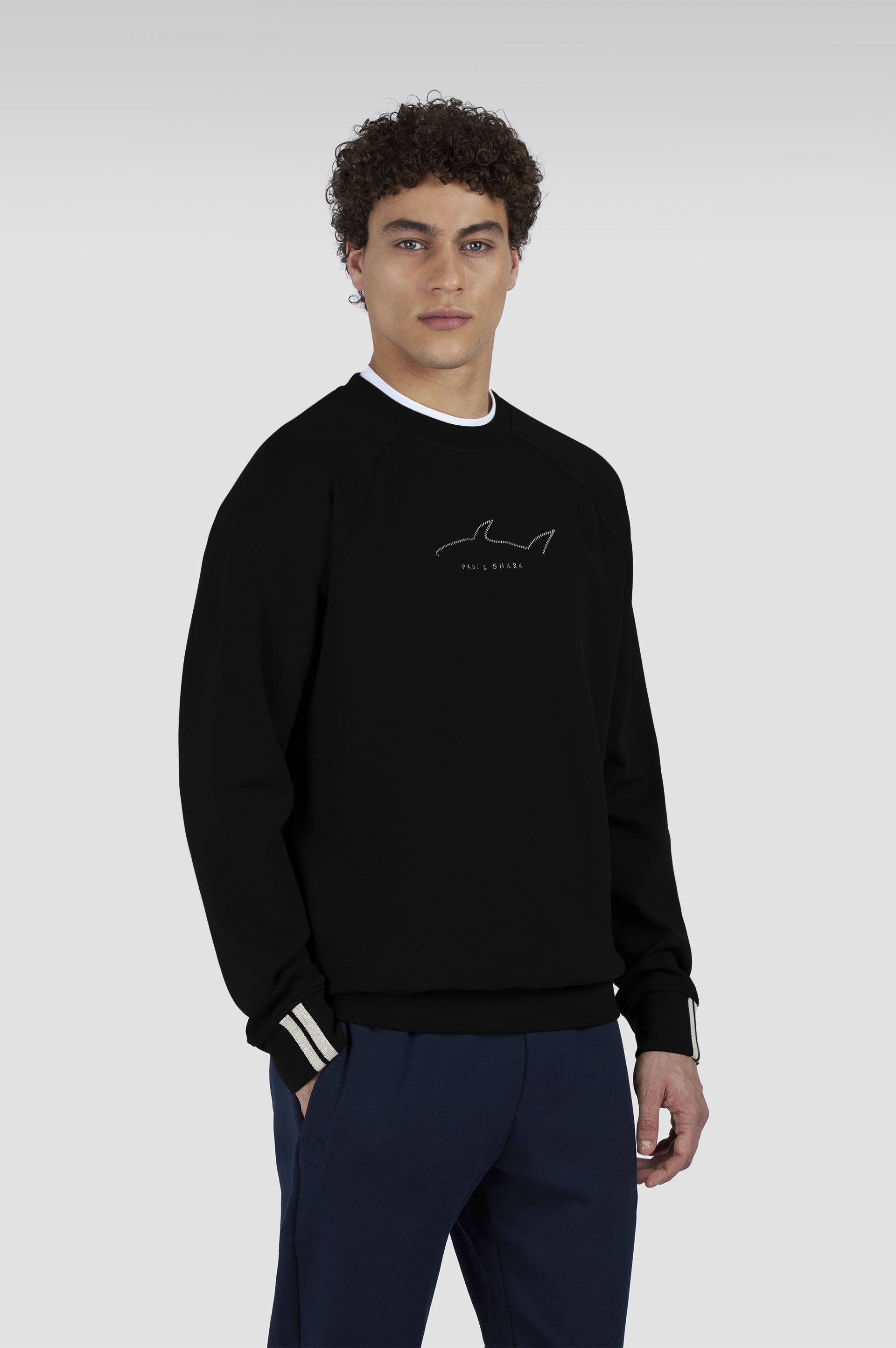 COTTON SWEATSHIRT WITH ACTIVE FLEECE AND EMBROIDERED SHARK - 7