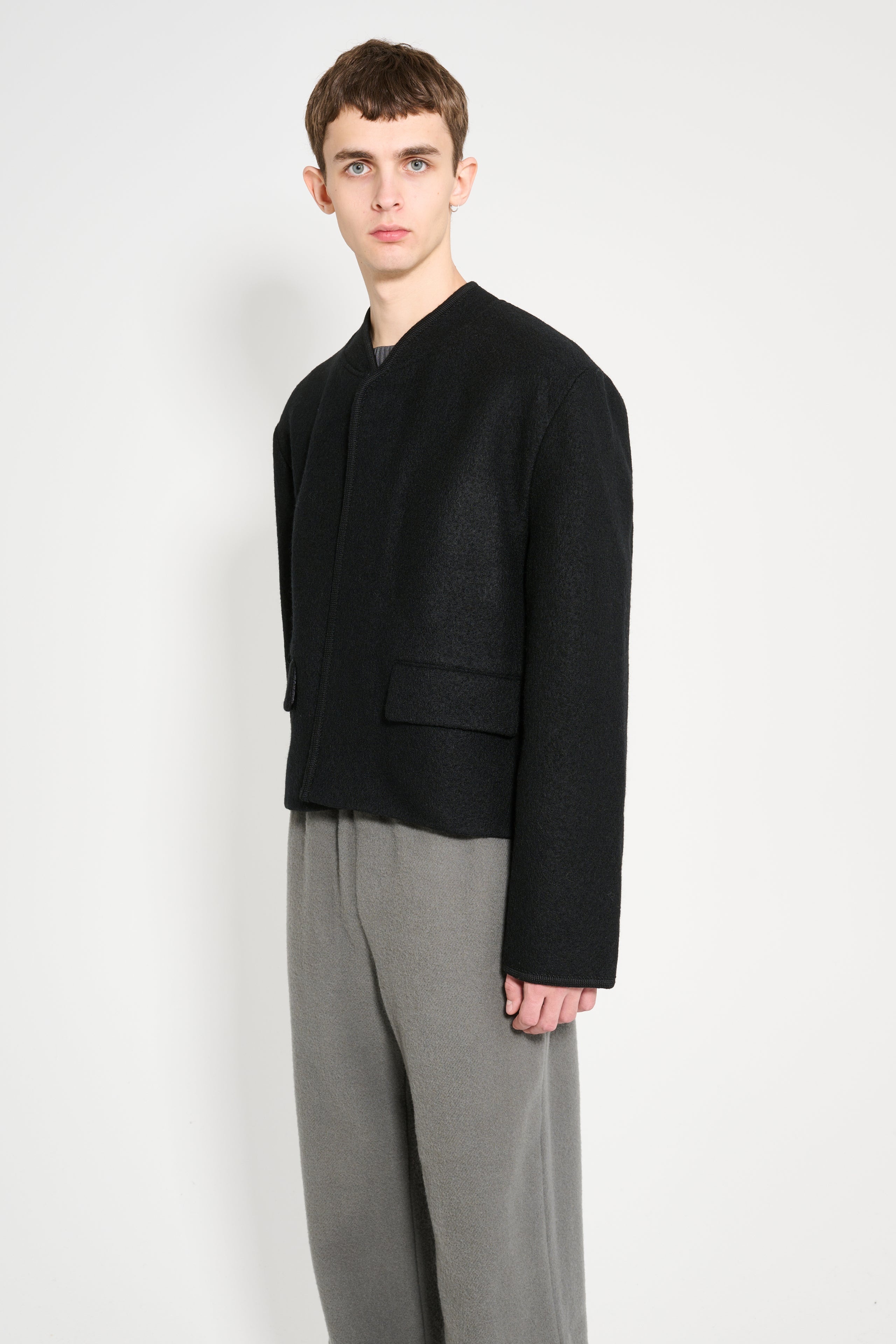 RIER WALKER JACKET CITY CROP BLACK FELTED - 3