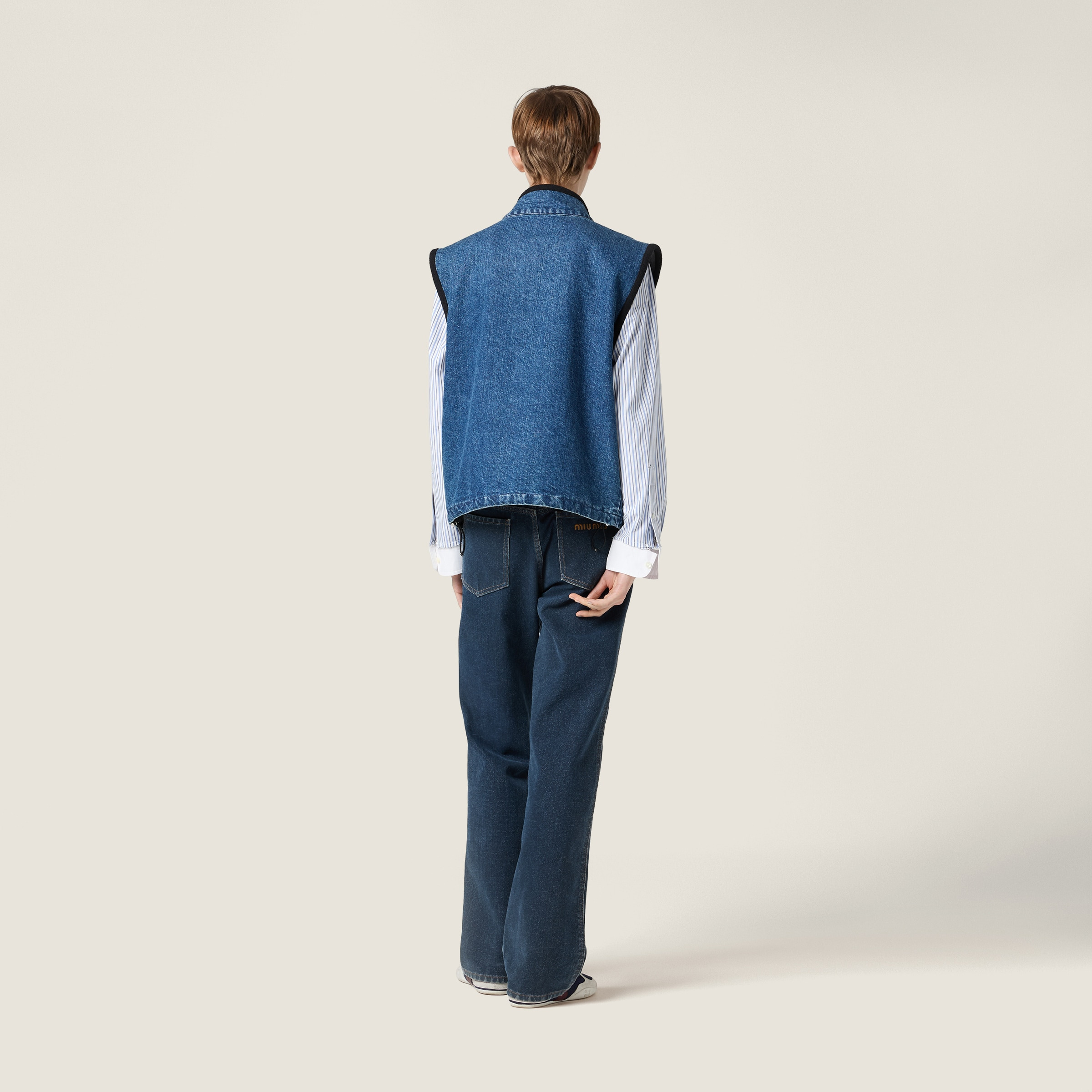 Cashmere denim blouson vest - 3