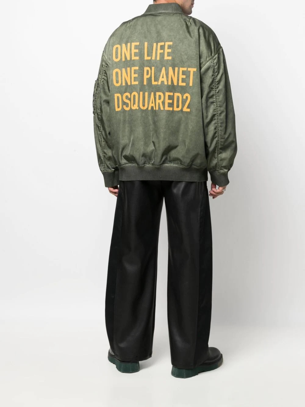 slogan-print bomber jacket - 2