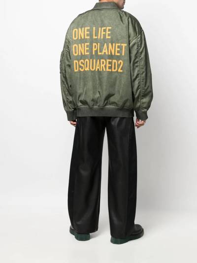 DSQUARED2 slogan-print bomber jacket outlook