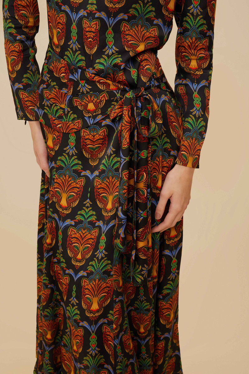 Black Boho Panther Lenzing™ Ecovero™ Viscose Midi Dress 3