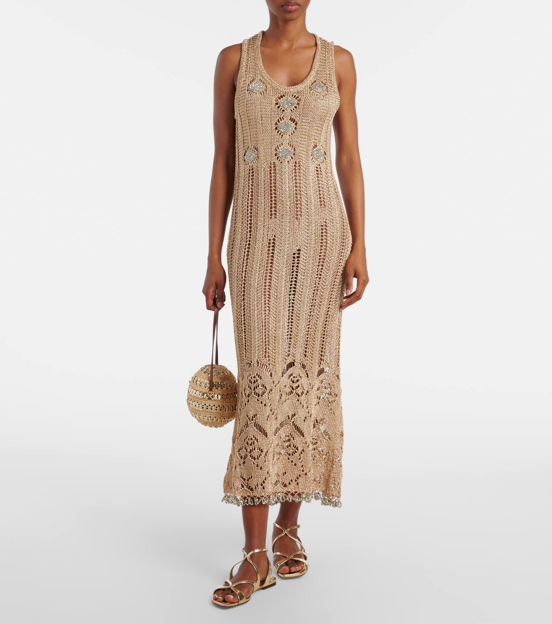 Crochet embellished midi dress - 2