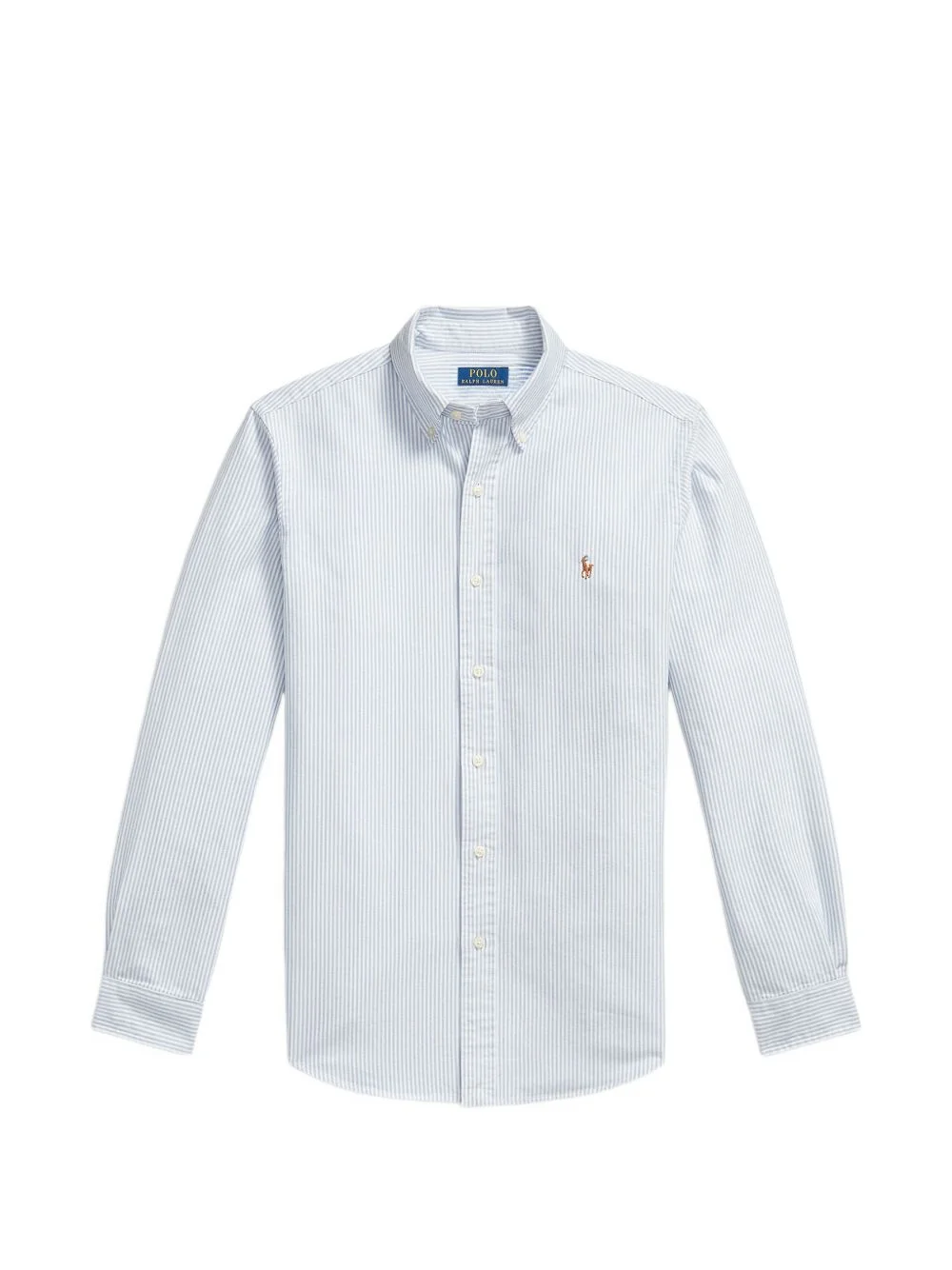 striped embroidered-logo shirt - 1