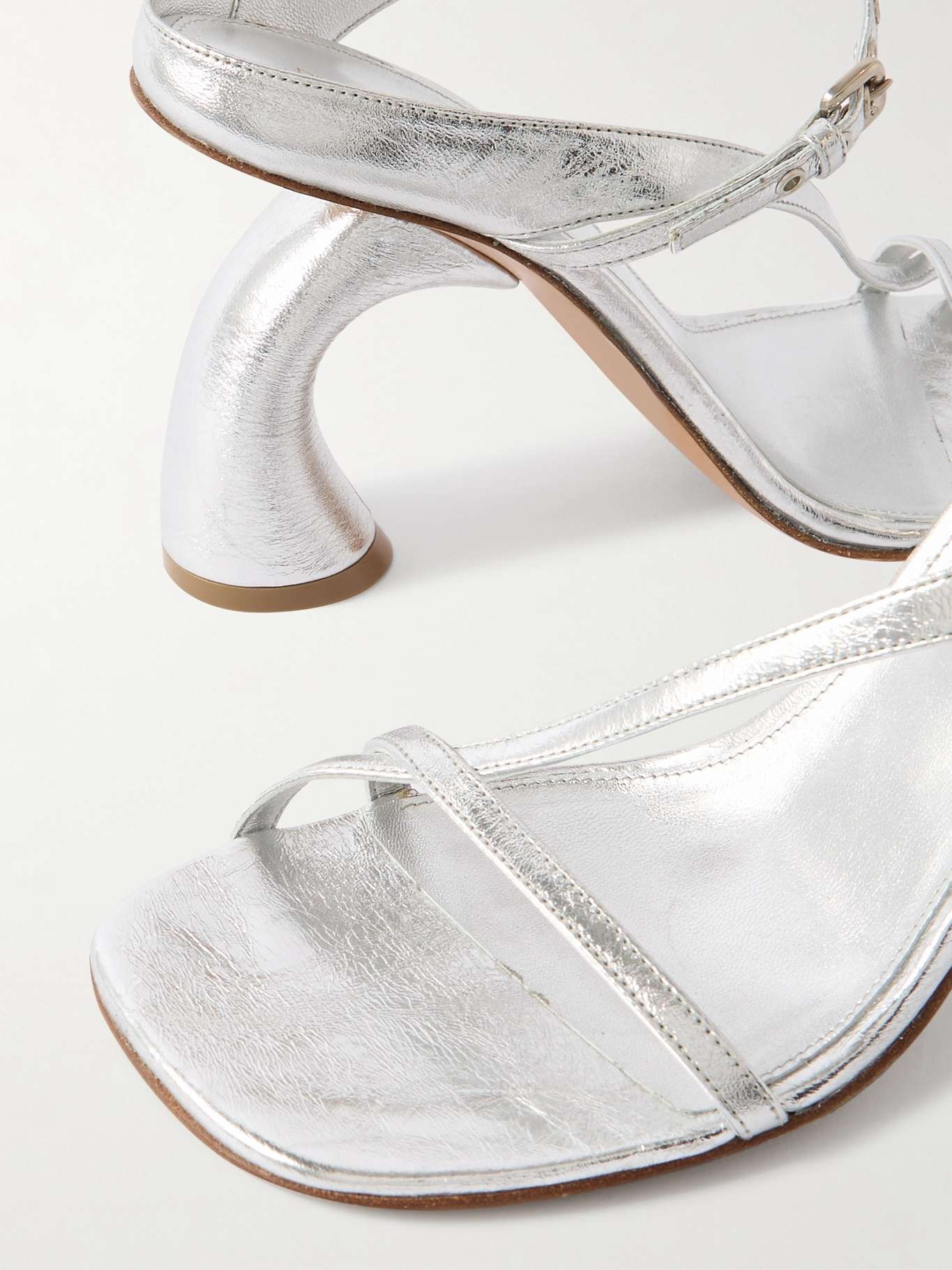 Metallic leather mules Silver - 4