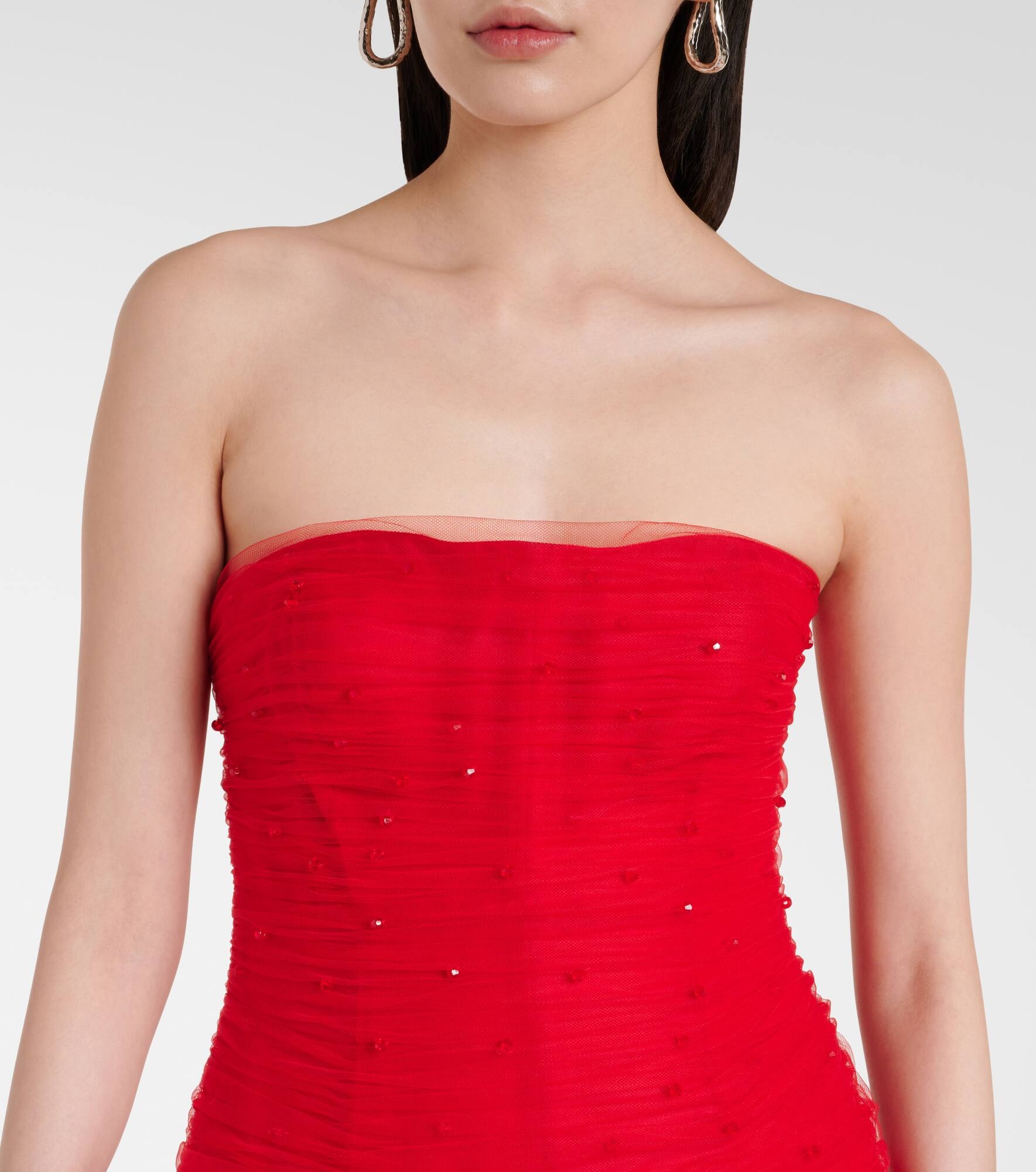 Embellished strapless tulle gown - 4