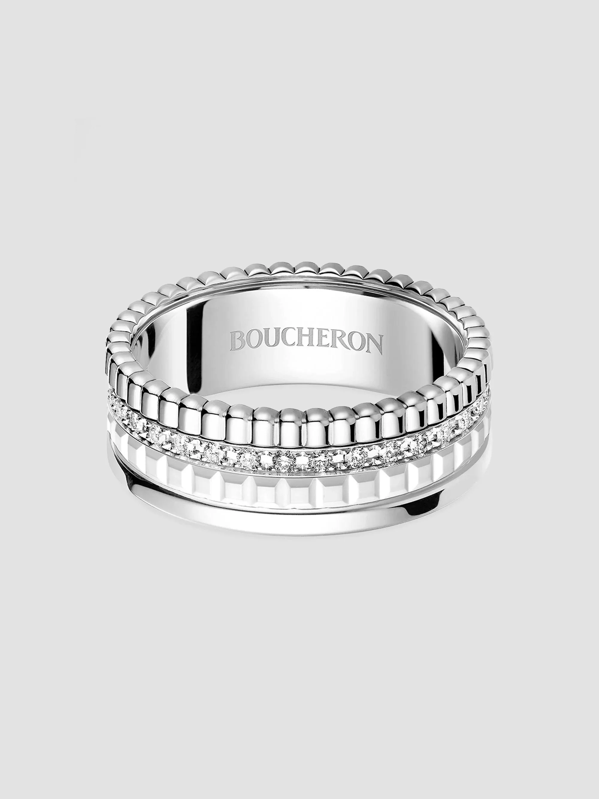 Women's Quatre Double White Edition 18K White Gold, Hyceram & 0.26 TCW Diamond Ring - White Gold - 1