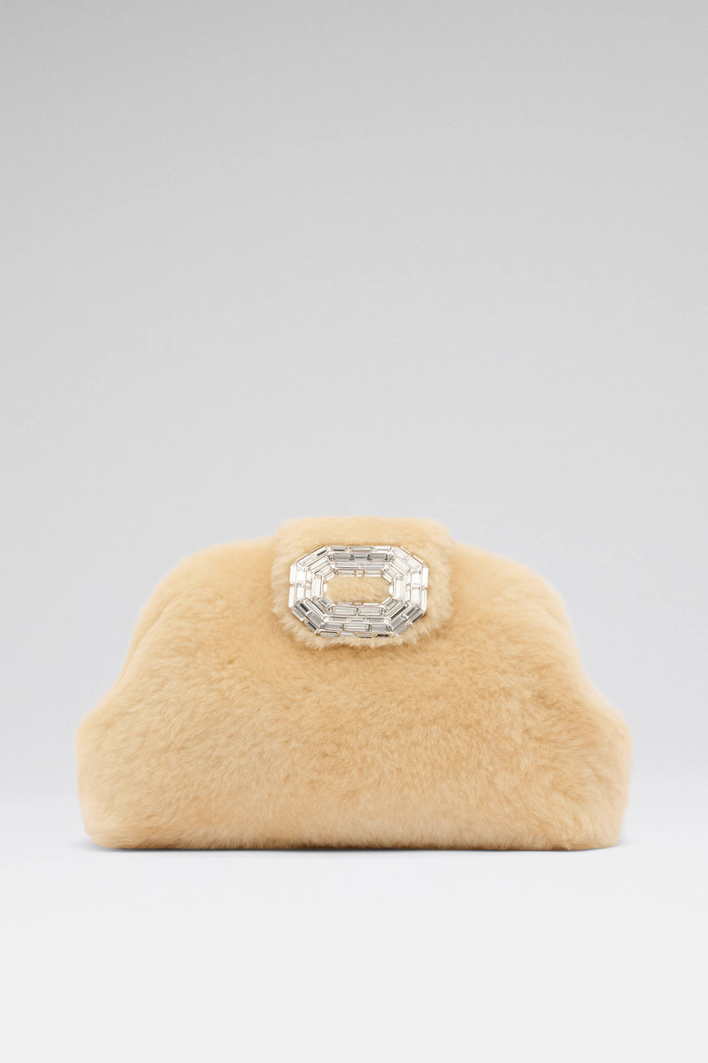 CAMELIA CLUTCH BEIGE SHEARLING 1