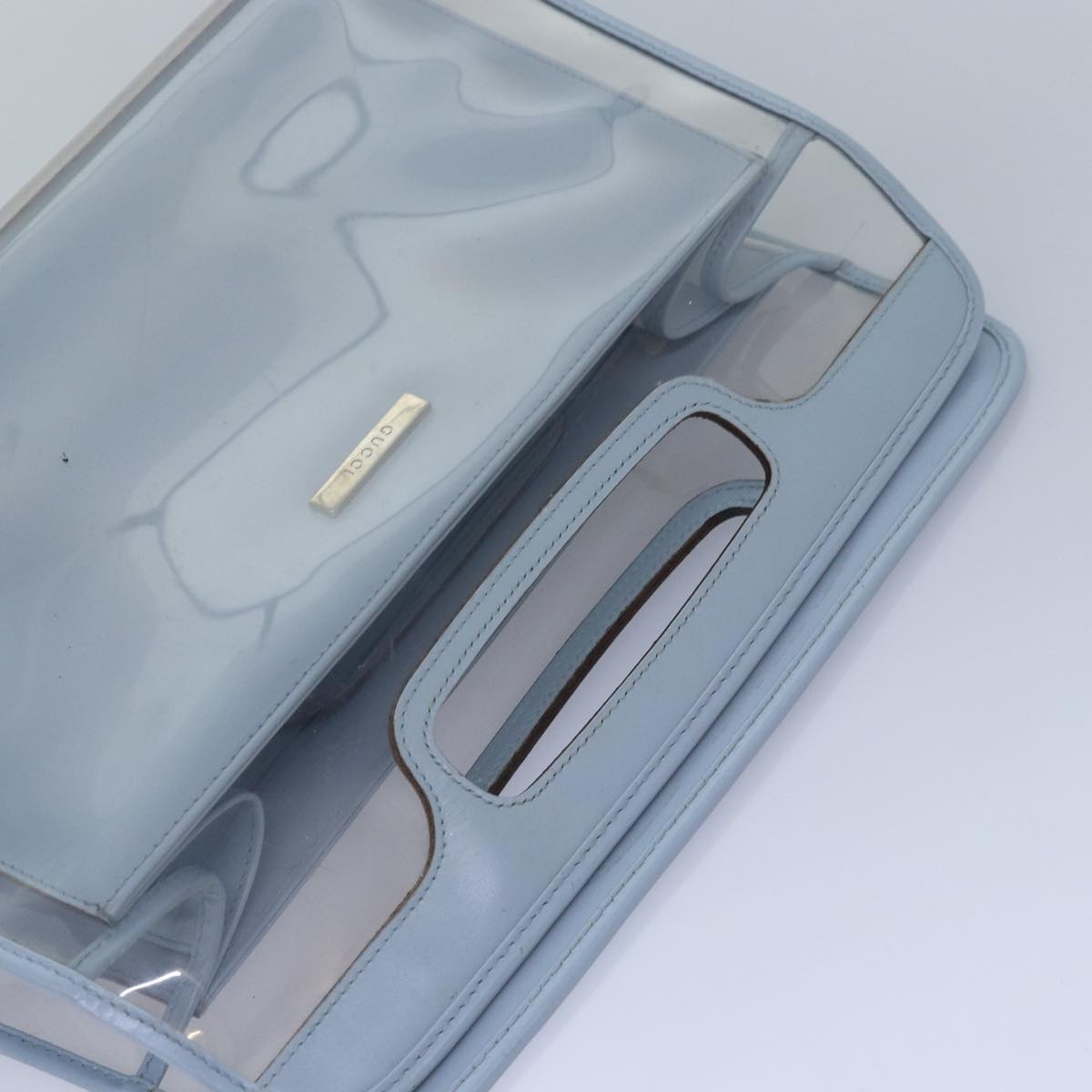 GUCCI Hand Bag Vinyl Light Blue - 6
