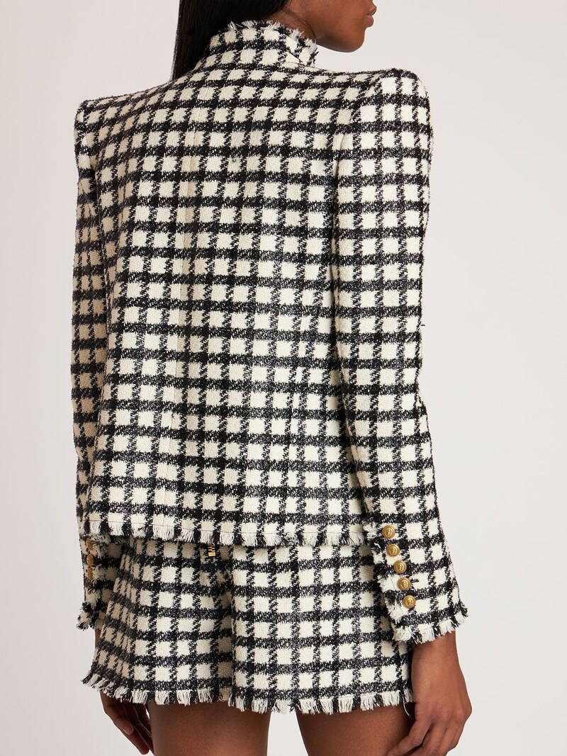 Checked wool blend jacket - 3