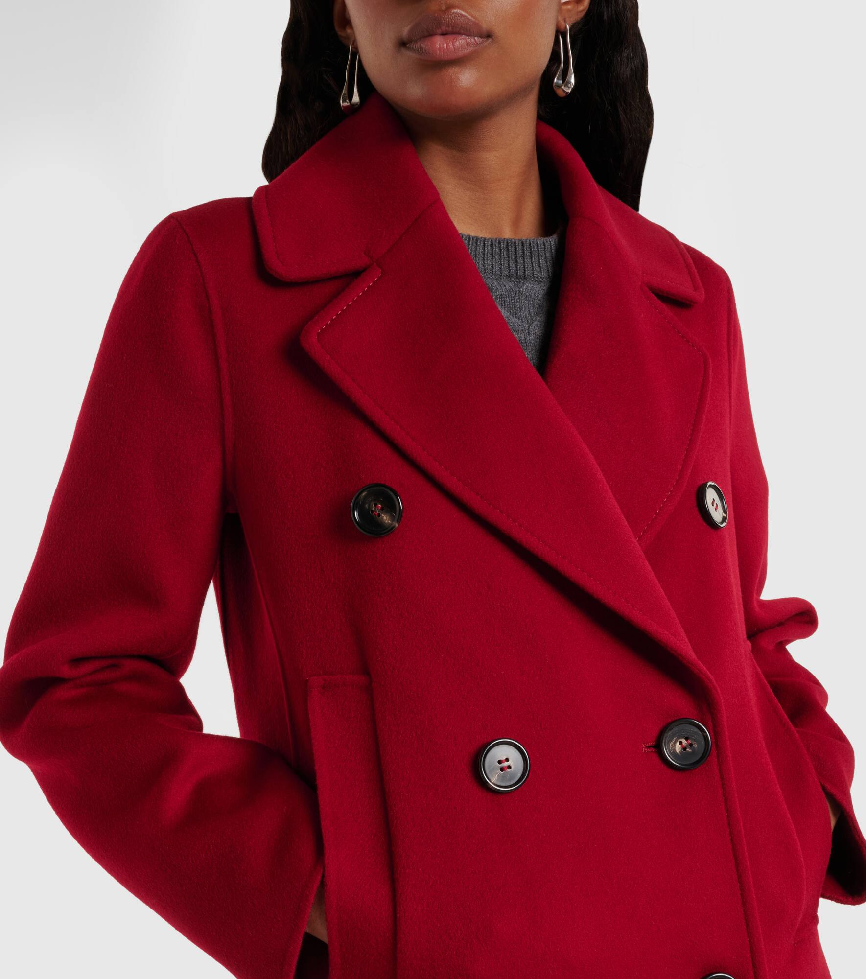 Caban double-breasted virgin wool peacoat - 4