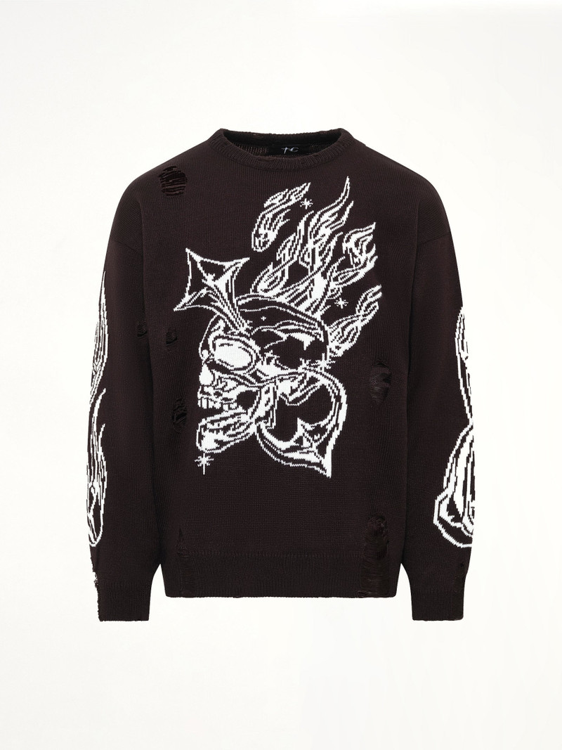 Thug Club TC Chrome Skull Knit Sweater in Black outlook