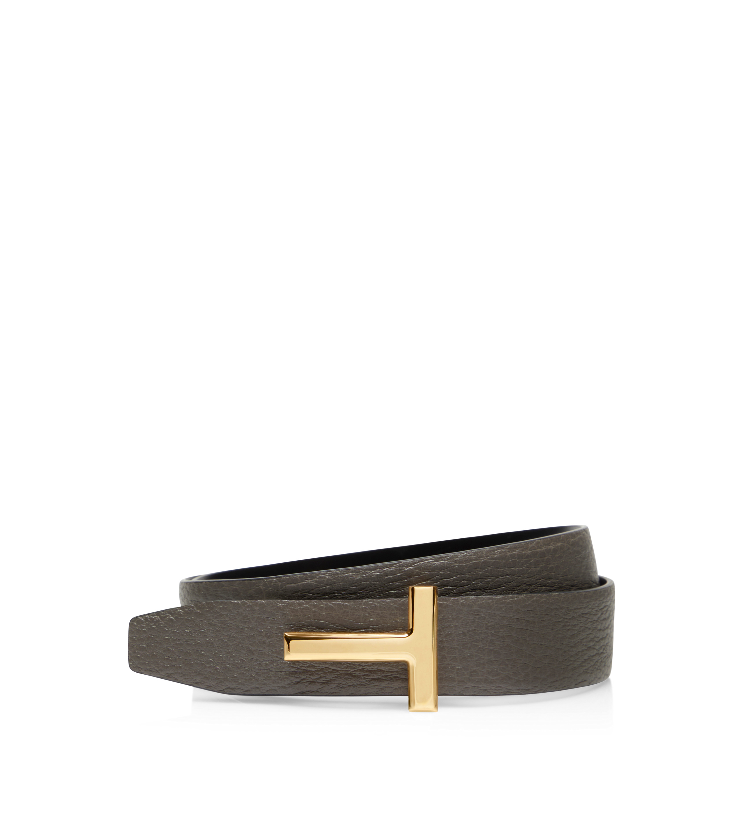 GRAIN LEATHER AND SMOOTH LEATHER REVERSIBLE T BELT 30 MM - 1
