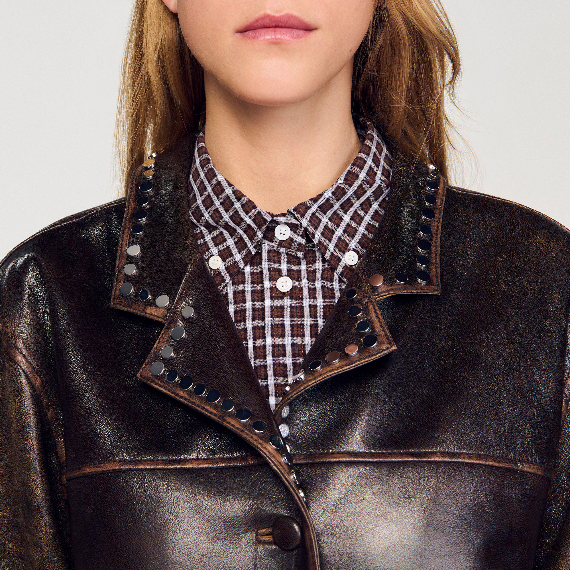 OVERSIZED LEATHER JACKET WITH STUDS - 3