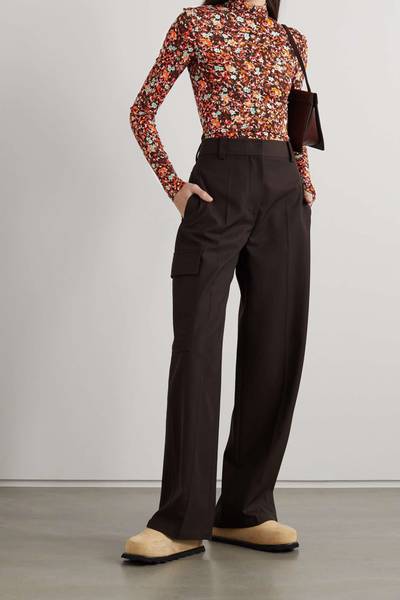 Victoria Beckham Floral-print jersey turtleneck top outlook