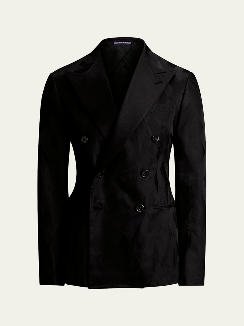 Men's Geometric Peak Lapel Double-Breasted Sport Coat 1