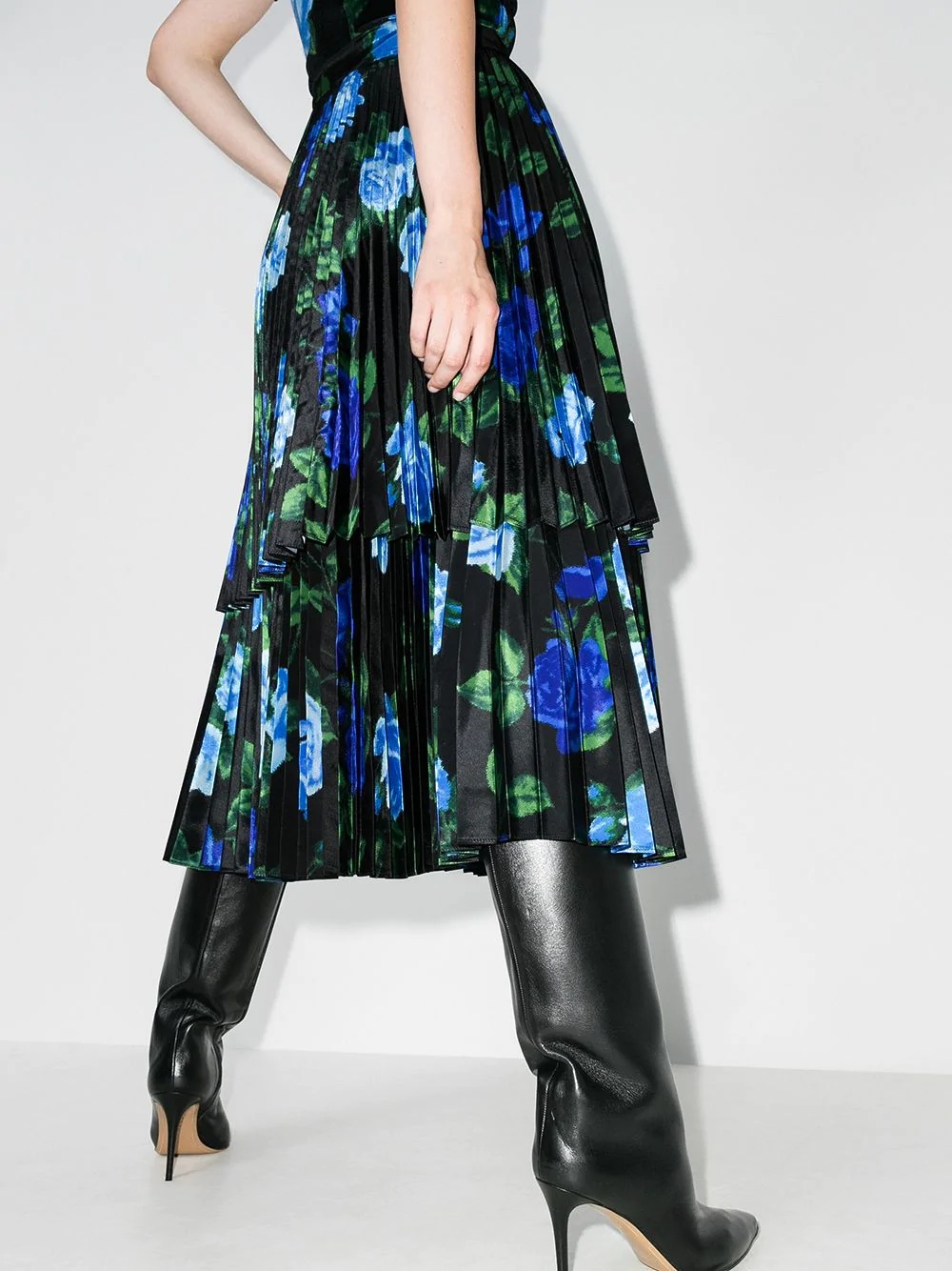 floral-print pleated skirt - 3