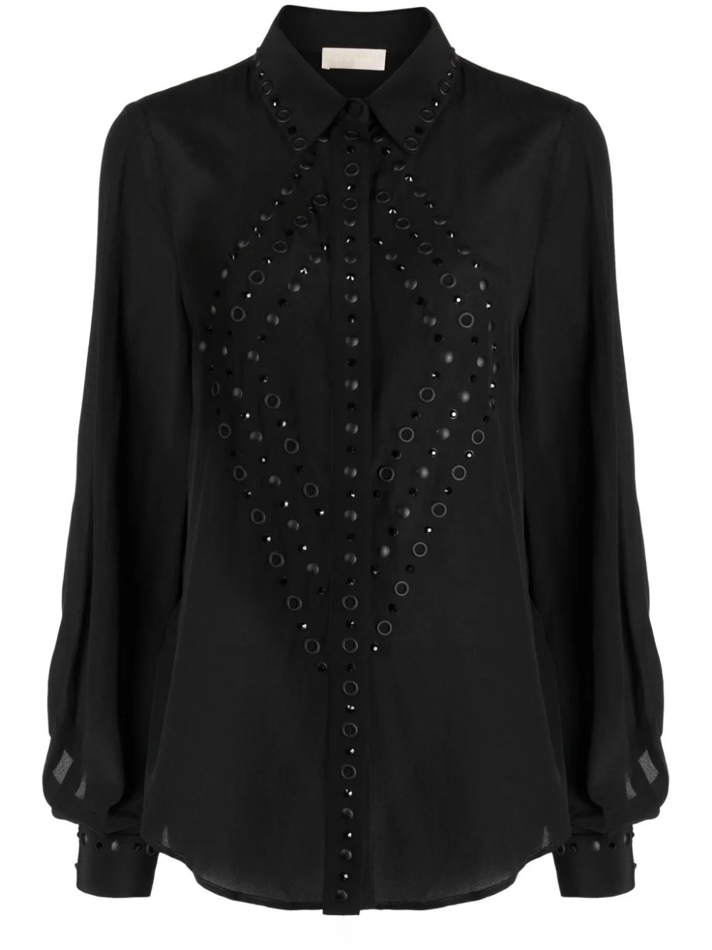 eyelet-embellished silk shirt - 1