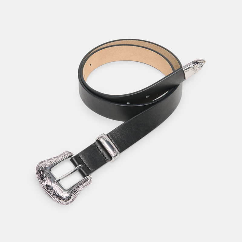 VINTAGE WESTERN BUCKLE BELT BLACK SILVER 5