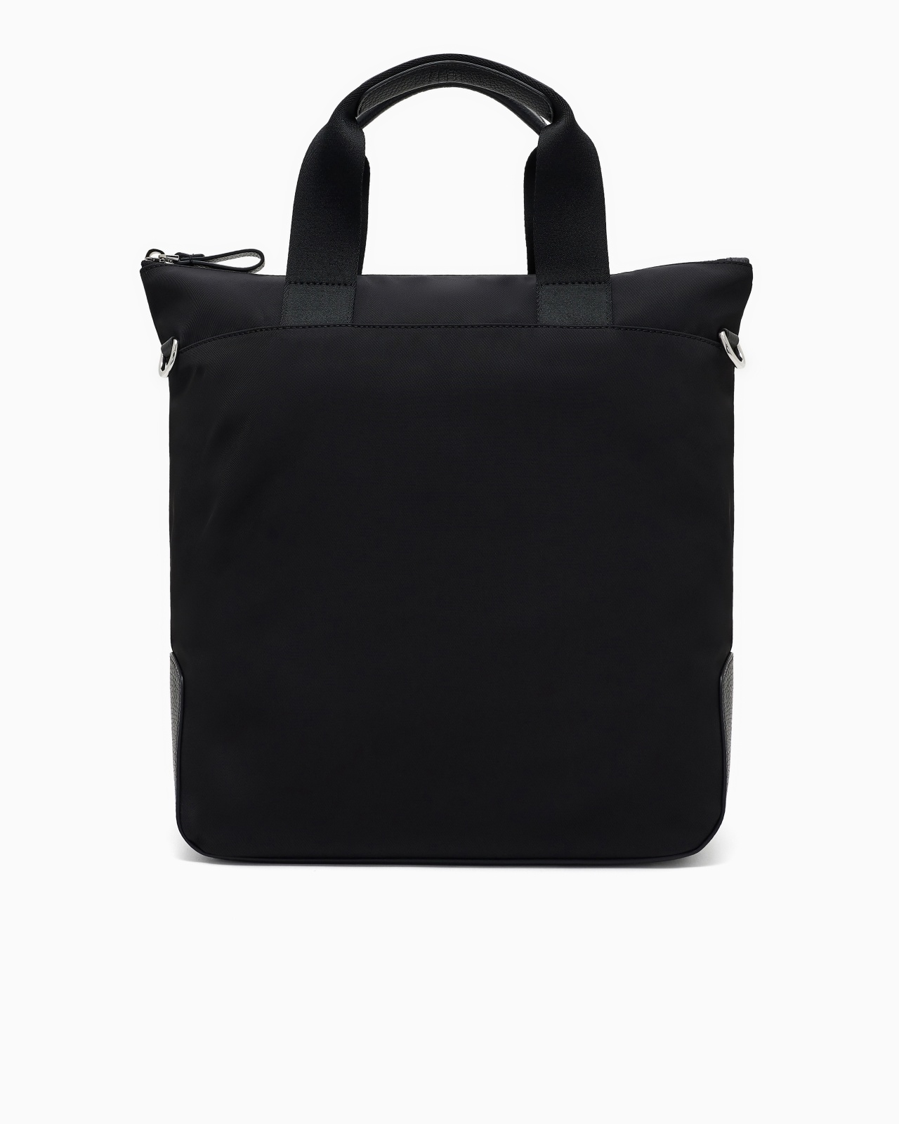 SMALL SHOPPER BAG IN RECYCLED NYLON AND PEBBLED LEATHER - 3