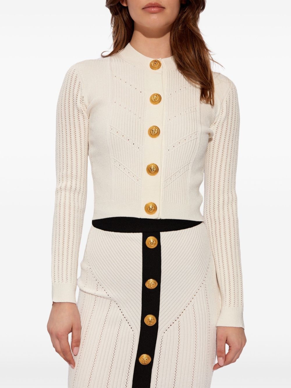 cropped ribbed-knit cardigan - 3