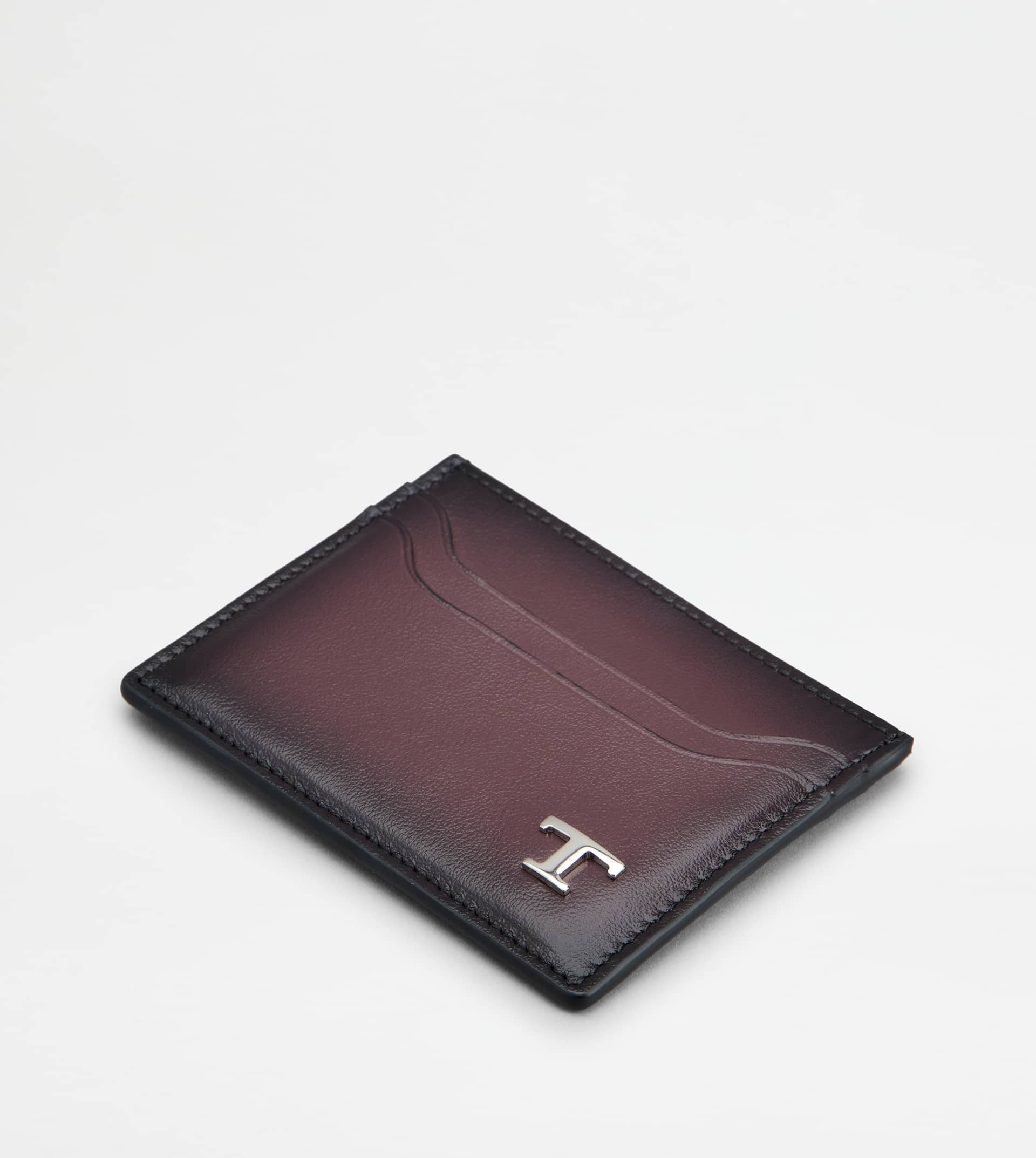 CREDIT CARD HOLDER IN LEATHER - BURGUNDY - 3