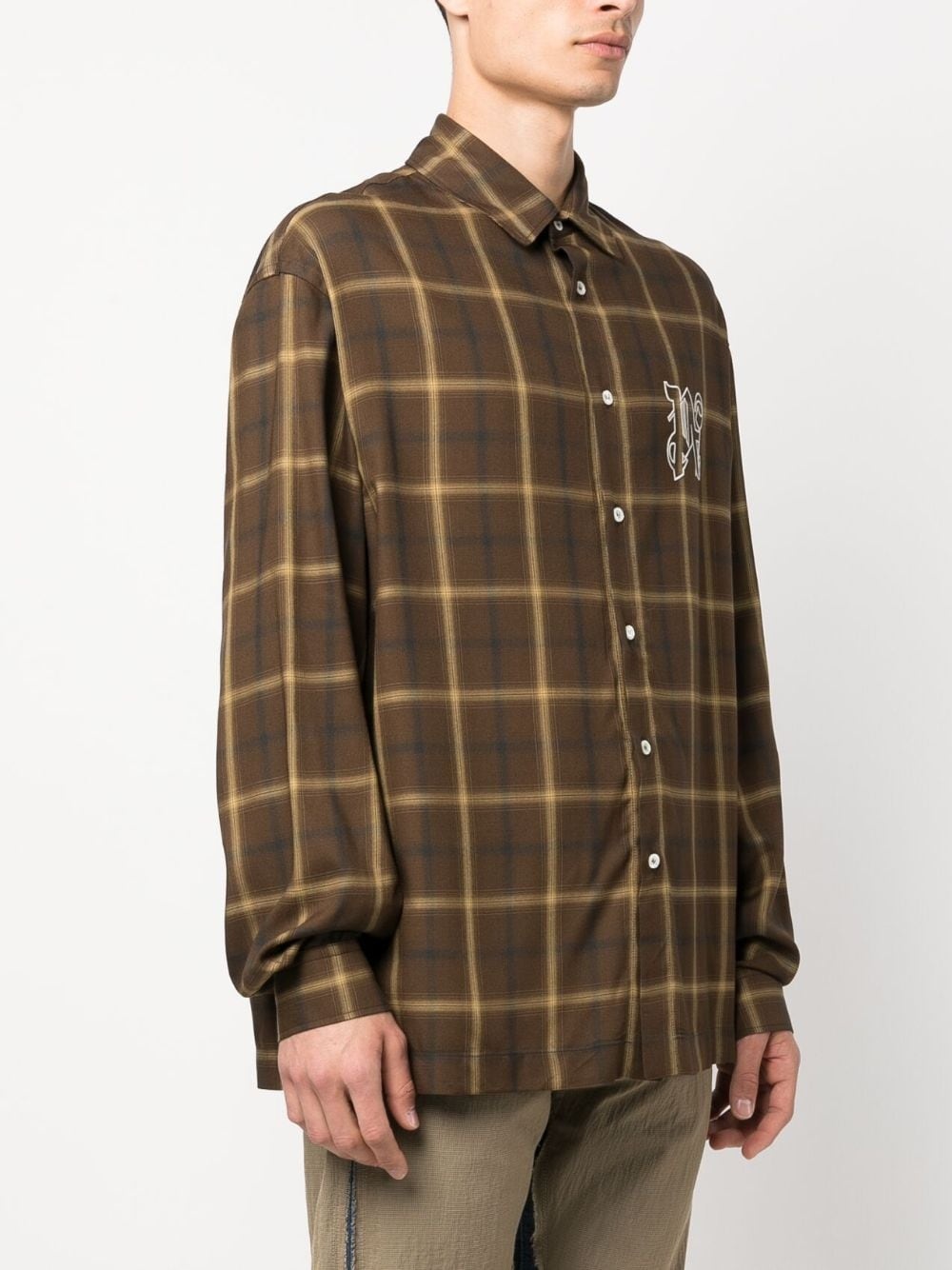 PA monogram-print checked shirt - 3