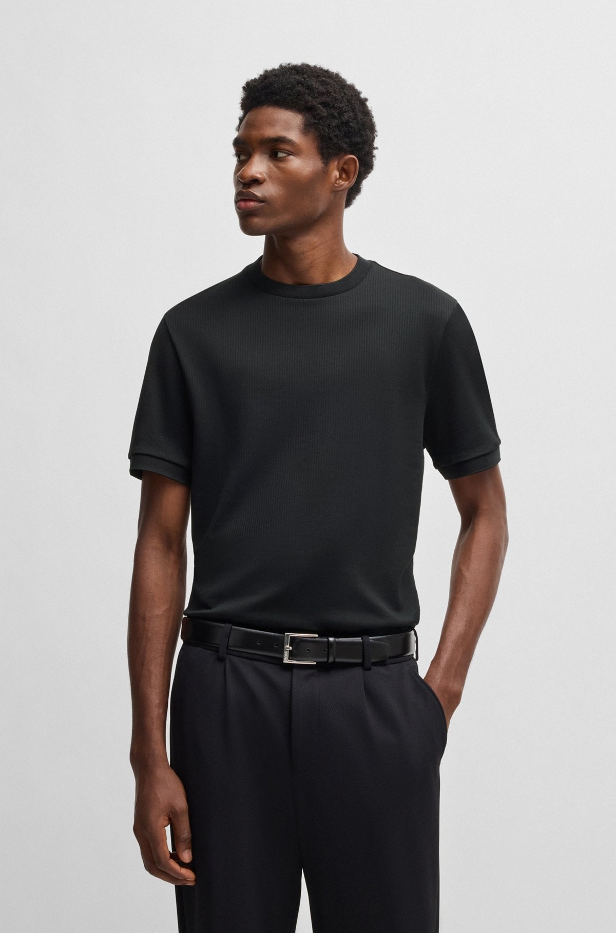 REGULAR-FIT T-SHIRT IN SEERSUCKER FABRIC - 2