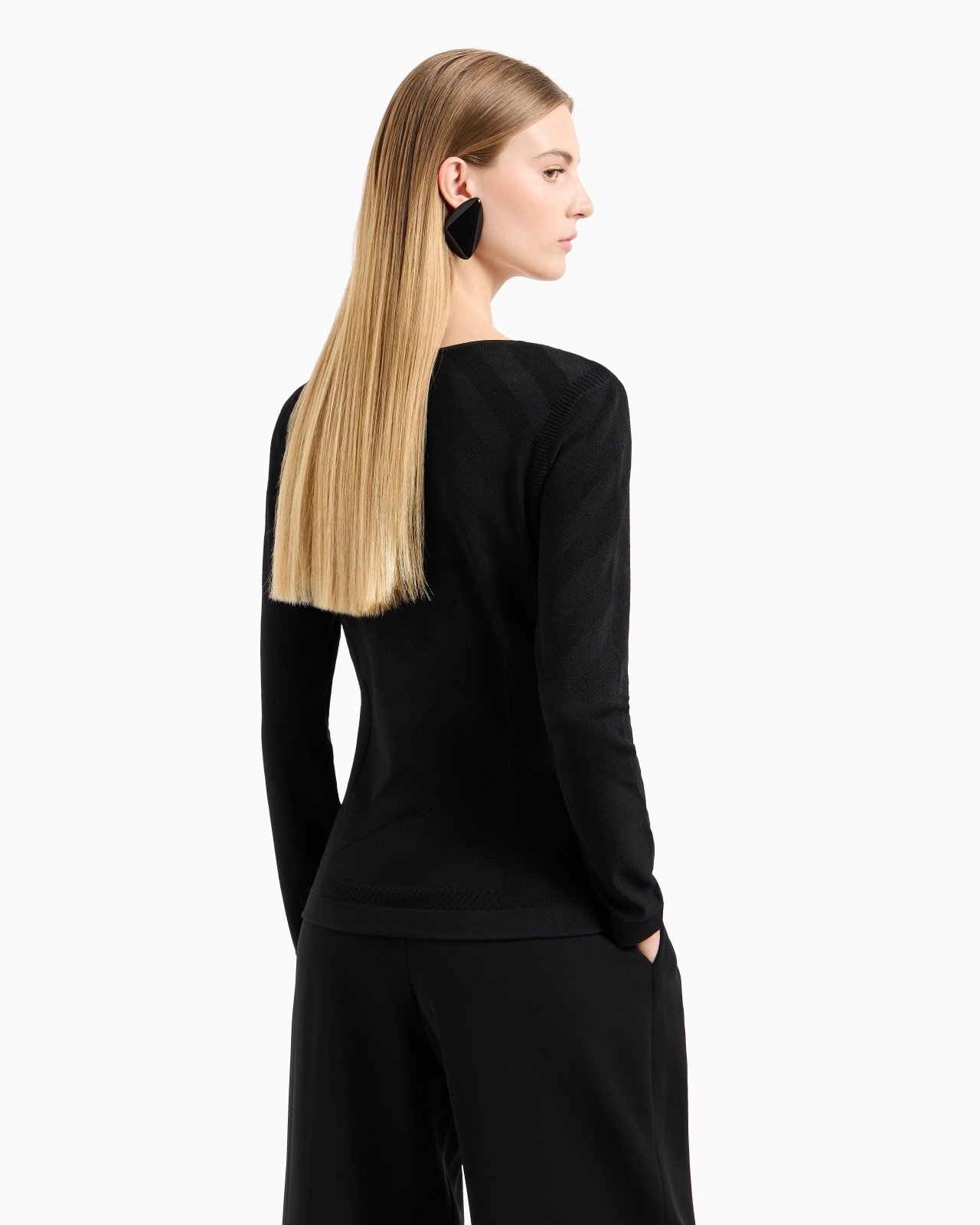 Viscose blend jumper with ribbing and plated knit - 3