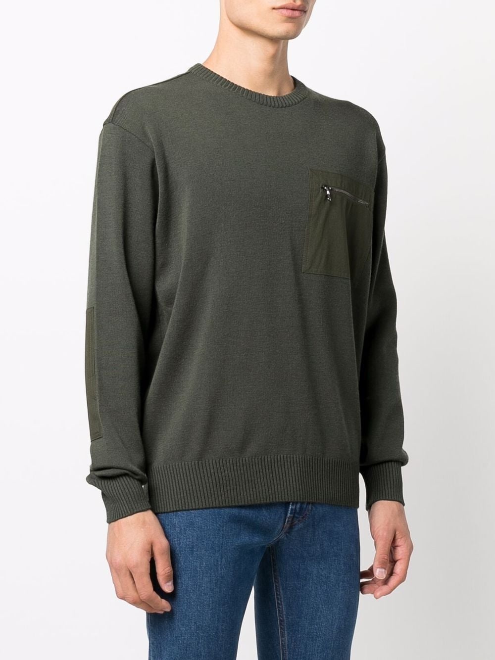 chest-pocket fine knit jumper - 3