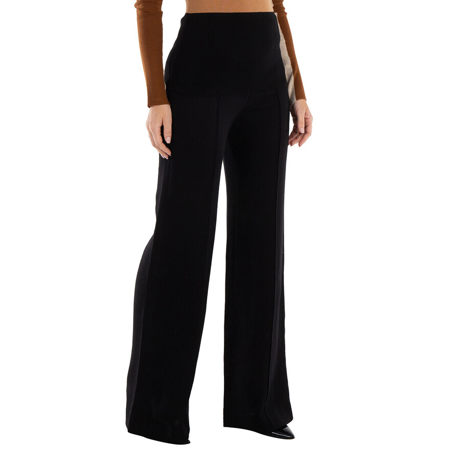 Chloe Ladies Black Wide Leg Flared Trousers - 2