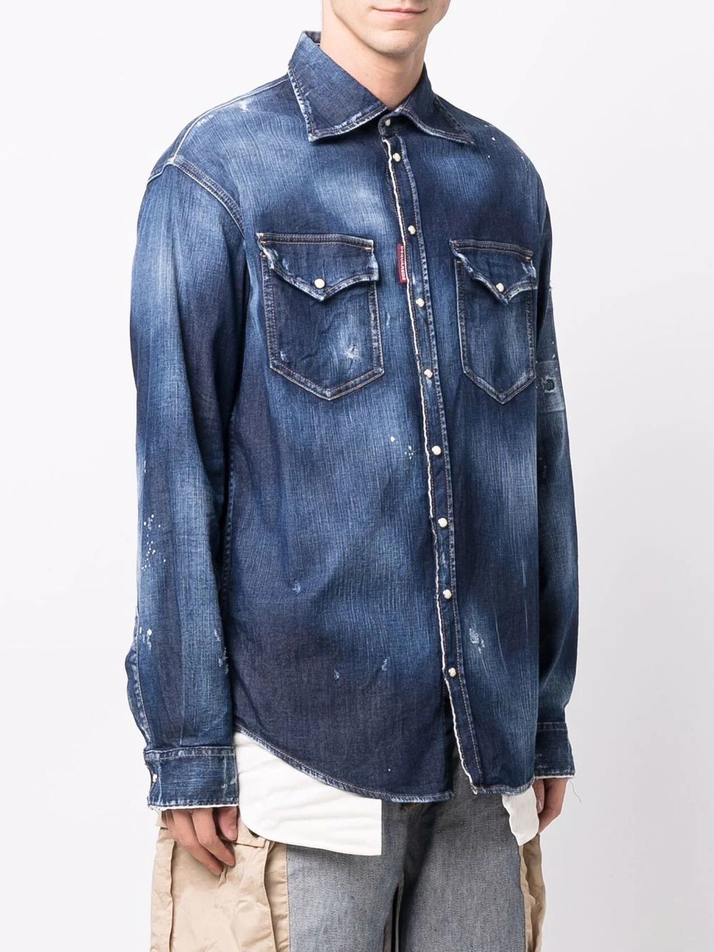 distressed-effect denim shirt - 3