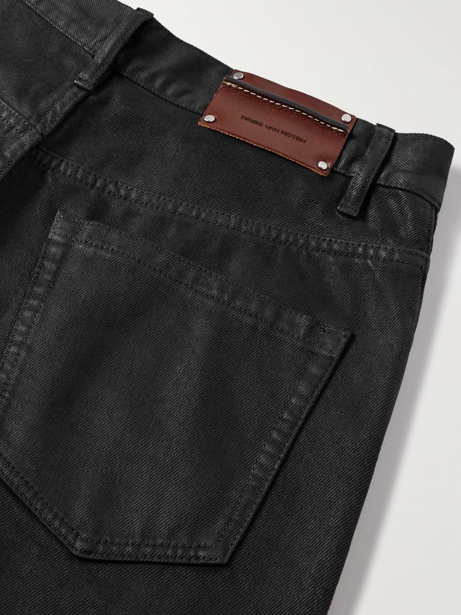 Straight-Leg Coated Jeans Black - 5