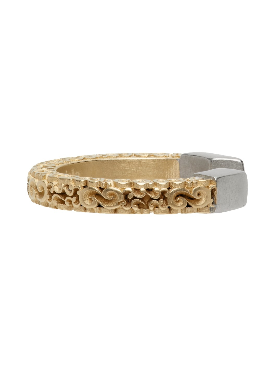 Gold & Silver Engraved Ring - 5